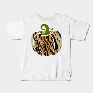 Tiger Striped Pumpkin Kids T-Shirt